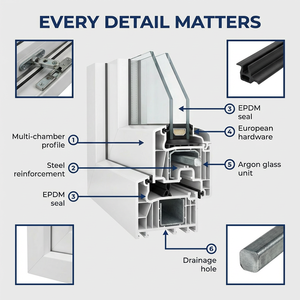 Portes et fenêtres coulissantes en <span class=keywords><strong>PVC</strong></span>, portes en vinyle à <span class=keywords><strong>double</strong></span> <span class=keywords><strong>vitrage</strong></span> UPVC, grande <span class=keywords><strong>porte</strong></span> vitrée pour maison de jardin, design moderne - Product Image 5
