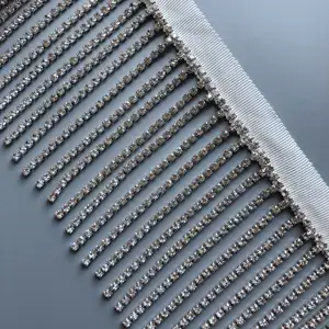 10cm clear color rhinestone fringe trim sewed on wide grosgrain petersham ribbon