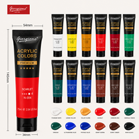 Ensemble de peinture acrylique Giorgione avec logo personnalisé, 12 couleurs, 75 ml, boîte de couleurs personnalisée pour artistes, peinture DIY sur verre et toile