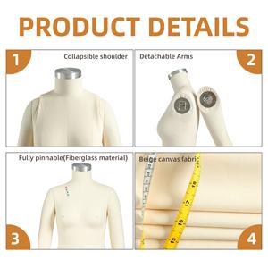 <span class=keywords><strong>Mannequin</strong></span> <span class=keywords><strong>de</strong></span> <span class=keywords><strong>couture</strong></span> femme Beifuform, taille 8 Amérique du Nord, buste <span class=keywords><strong>de</strong></span> présentation en fibre <span class=keywords><strong>de</strong></span> verre pour drapage, <span class=keywords><strong>mannequin</strong></span> suspendu - Product Image 2