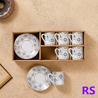 Ensemble de tasses à thé en céramique très vendu, style turc, ensemble de tasses à thé de luxe, ensemble de tasses et soucoupes personnalisées avec décalcomanie
