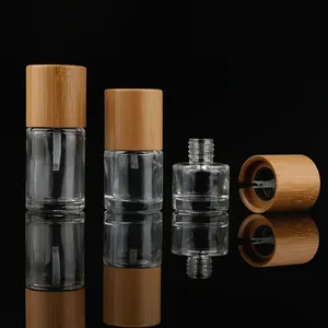 Botol Cat Kuku Kemasan Bambu 3Ml 5Ml 10Ml Kosmetik Desain Baru dengan Kuas/Kutek Bulat dengan Tutup Bambu