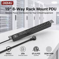 PDU 19'' 1U à 8 prises US, unité d'alimentation pour armoire 20A avec protection contre les surtensions 3900J et interrupteur de sécurité contre les surcharges
