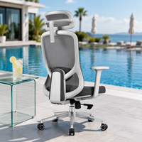 Chaise de bureau ergonomique à dossier haut avec appui-tête réglable 2D, chaise de bureau pivotante en maille pour PDG et managers