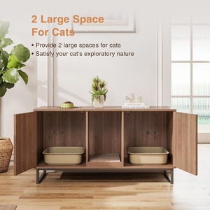 Modern Wooden Walnut Fluted Hidden Cat <strong>Litter</strong> <strong>Box</strong> <strong>Furniture</strong> for 2 Cats-Eco-Friendly Durable Scratch-Resistant - Product Image 3