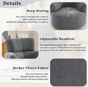 360 Swivel Barrel Chair Adjustable Headrest Modern Waterproof Eco-Friendly Upholstered Accent <b>Sofa</b> Chair for Living Room Hotel - Product Image 6