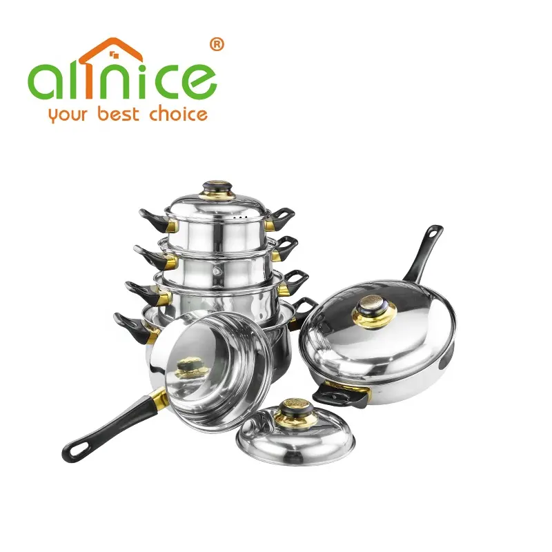 Allnice 12 सेट 16-24cm स्टेनलेस स्टील गैर चुंबकीय cookware पॉट