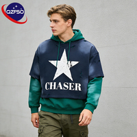 QZFSO Sweat-shirt court personnalisé en coton molletonné double couche, coupe boxy, ourlet brut, effet délavé, impression DTG, style vieilli