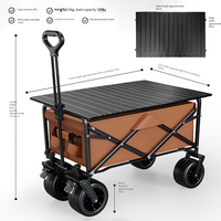 Chariot de camping pliable amélioré avec plateau de table, multifonctionnel, pliable, chariot utilitaire d'extérieur, chariot de transport, chariot de courses, OEM
