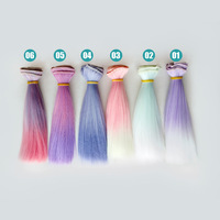 BJD — perruque chevelure de poupée mignonne 15CM, rideau des cheveux, couleur dégradé