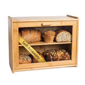 Caja de pan de bambú de doble capa para almacenamiento en el escritorio, para uso en la cocina del hogar - Product Image 5