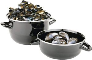 Black Enamel Steel <strong>Mussel</strong> <strong>Pot</strong> 18/20/22/24/26cm 2.8L Two Handles Oven Safe Dishwasher Safe Eco-Friendly Logos Custom Logo - Product Image 2