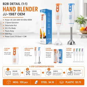 Mixeur Plongeant 400W avec Moteur en Cuivre Pur, 2 Vitesses, Tige Amovible en Acier Inoxydable pour Aliments Bébé, Soupes et Smoothies - Product Image 2