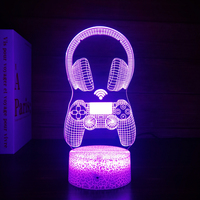 Personalizzato blu 3D Console di gioco icona LED comodino luce notturna lampada da tavolo con telecomando per sala giochi e camera da letto