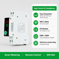 Compteur d'énergie intelligent WiFi en plastique, disjoncteur miniature (MCB) 1P+N 63A sur rail DIN, affichage numérique Tuya kWh