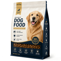 Sacs d'emballage pour aliments pour animaux de compagnie en PE à fond carré, couleurs personnalisables, étanches à l'humidité, 5 kg, 10 kg, 20 kg, 30 lb, 50 lb pour chiens et chats