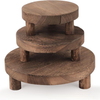 Lot de 3 Socles Ronds Autoportants en Bois Massif Poli, Écologiques, Style Ferme, pour Présentoir et Organisation Domestique