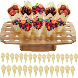 Expositor de helados cuadrado de madera, soporte de bambú para sobremesas y pasteles con múltiples compartimentos para fiestas - Product Image 2
