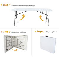 Table pliante moderne blanche en gros, pour jardin, mariage, fête, événement, pliable, portable, fonctionnelle, mobilier d'extérieur
