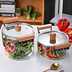 Venta al por mayor de utensilios de cocina con mango de madera, utensilios de cocina, ollas de sopa de vidrio transparentes hechas a mano - Product Image 2