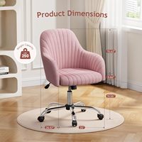 Chaise de bureau pivotante réglable en velours Chaise de travail moderne avec accoudoirs pour la maison Bureau Chambre Vanité Salon