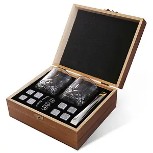 ชุดกล่องของขวัญสำหรับผู้ชาย,ชุดอุปกรณ์บาร์หินแกรนิตน้ำแข็งวิสกี้แก้วหินวิสกี้พร้อมกล่องใส่แว่นตา