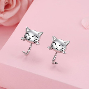 Aretes de Gato Sonriente para Mujer, Diseño Minimalista y Dulce, para Uso Diario en la Oficina, Regalo para Fiestas, Accesorios - Product Image 3