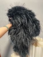 JellyCatt Lapin en peluche noir à longues fourrures de 51 cm, jouet de luxe en fourrure longue et moelleuse, animal en peluche doux et moelleux, poupée à câliner pour enfants, décoration d'intérieur