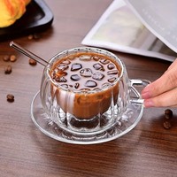 Conception personnalisée logo couleur moderne thé verres tasse café lait ménage hôtel restaurant tasse en verre cristal