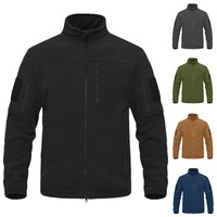 Veste pour homme à poches multiples de couleur zippée Vestes thermiques de randonnée Veste tactique de combat de chasse Manteau coupe-vent d'extérieur en polaire