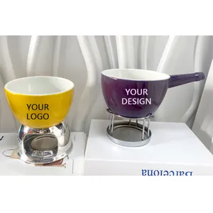 Venta de fábrica de cerámica personalizada Chocolate Mini Fondue Set Hogar Restaurante Cocina Queso Fondue Set