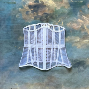 Elegant Sheer 30cm Steel-<b>Boned</b> <b>Corset</b> with Lace-Up Back for Silhouette Shaping - Product Image 5