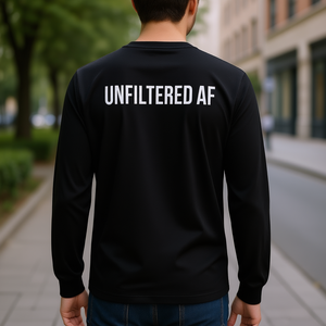 T-shirt à manches longues en coton noir à col rond unisexe sans filtre, idéal pour la promotion - Product Image 3