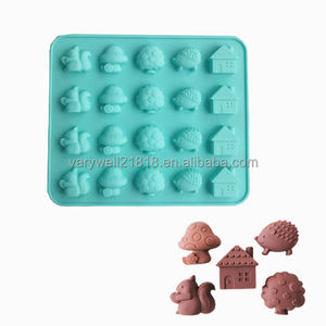 <span class=keywords><strong>Moule</strong></span> à glaçons en silicone de qualité alimentaire coloré personnalisé pour la cuisson et la congélation sur le thème de l'automne en silicone pour <span class=keywords><strong>maison</strong></span> des champignons et des écureuils - Product Image 1