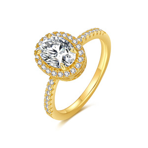 S925 Sterling Silver Oval Double Halo Moissanite <b>Ring</b> Luxury Engagement Proposal Popular Versatile Ladies <b>Finger</b> <b>Ring</b> - Product Image 1