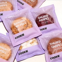 Sachets plats transparents givrés imprimés sur mesure, thermoscellables, pour emballage individuel de biscuits, bonbons, produits de boulangerie, avec logo.
