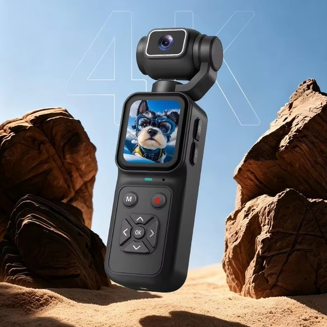 4K Gimbal Camera 180° Flip Lens for Selfie Loop Recording 16X Zoom 1.69 IPS Screen Pocket Camera
