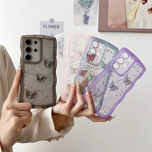 Clair Vague Cadre Dessin Animé Papillon Paillettes étui pour samsung S24 S23 Ultra Note20 S22 <span class=keywords><strong>S21</strong></span> Plus S20 FE A54 A34 A55 A35 A25 A15 - Product Image 2