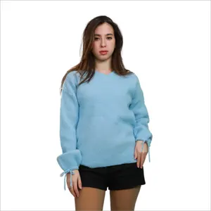 Hot Selling Women's Cross-Border Style Short Knit Sweater Top with Crew Neck Basic Loose Casual Winter Look