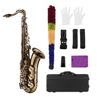 Tenor Saxophone Bb Sax Antique Brass Body White Shell Keys Woodwind Instrument