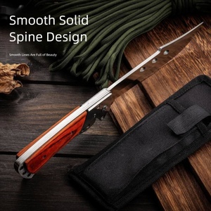 Couteau pliant de chasse Swallowtail HK de qualité industrielle OEM en acier inoxydable, manche en bois, 270 mm, non réglable, garantie 1 an - Product Image 3