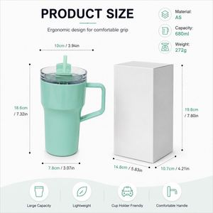 Custom Logo Single Wall Plastic Tumbler With Handle and <b>Straw</b> BPA Free <b>Reusable</b> Travel Mug for Coffee Water Gifts Bulk Wholesale - Product Image 3