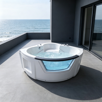 59 pouces. Baignoire d'angle en acrylique moderne de luxe pour 2 personnes avec hydromassage, spa portable, 6 jets et drain