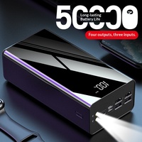 Cargador Portátil de Alta Capacidad de 50000 mAh con Pantalla Digital Tipo Espejo, 10W, PVC, para Exteriores, con Diseño Atractivo, Gran Venta