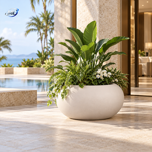 Jardinière moderne en fibre de verre pour l'intérieur et l'extérieur, pot de fleurs sur pied, conteneur décoratif pour plantes, OEM ODM - Product Image 6
