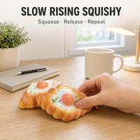 Jouet Squishy Croissant Œuf à Remontée Lente, Motif Jaune d'Œuf Doré, Anti-Stress, Compagnon de Bureau
