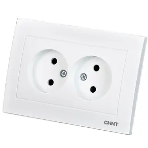 High quality chint 2-gang 2-pin Russian standard socket 16A 250V multi socket wall sockets