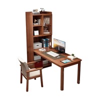 Bureau d'angle en bois massif avec bibliothèque intégrée, bureau d'étude moderne et minimaliste pour chambre à coucher, bureau d'ordinateur à domicile FJX9000