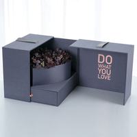 Boîte à fleurs rigide en forme de cœur, écologique et luxueuse, avec finition mate, fermeture magnétique, ruban, ouverture double face, boîte cadeau tiroir