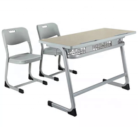 Meubles de classe modernes pour écoles secondaires : Ensemble table et chaise double pour étudiants, réglable, en plastique, pour l'éducation